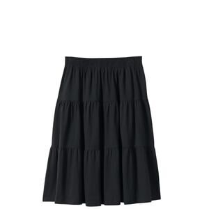 Woman Within Black Elastic-Waist Knit Tiered Skirt- sz 14-16 M